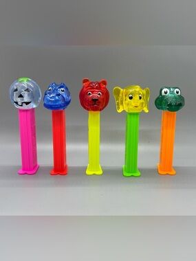 Rare Vintage PEZ “Kooky Zoo” Crystal Head Dispenser Lot Translucent Animal Heads
